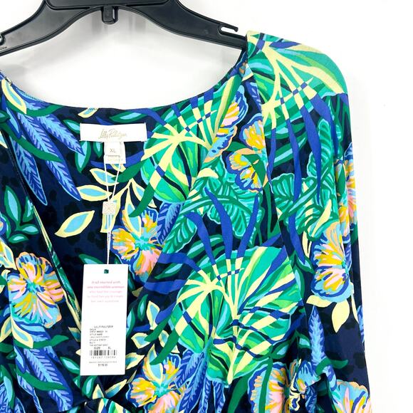 LILLY PULITZER Womens Loralei Skirted Romper XL Green Blue The Hottest Spot NWT - Picture 7 of 13